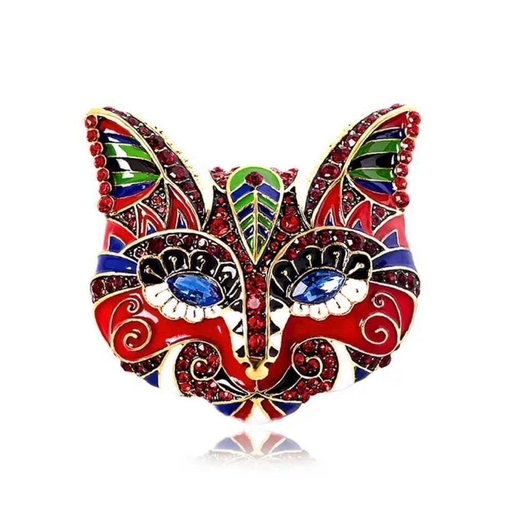 COLORFUL CAT BROOCH‎ WITH RHINESTONES